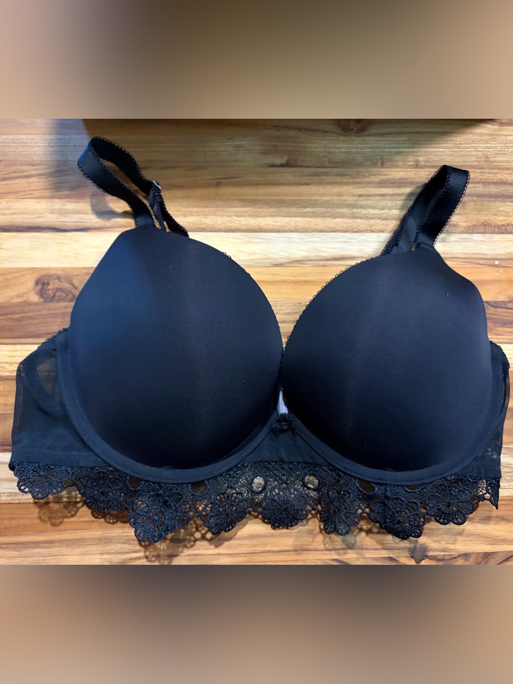 aerie Black Lace-Trim Padded Bra